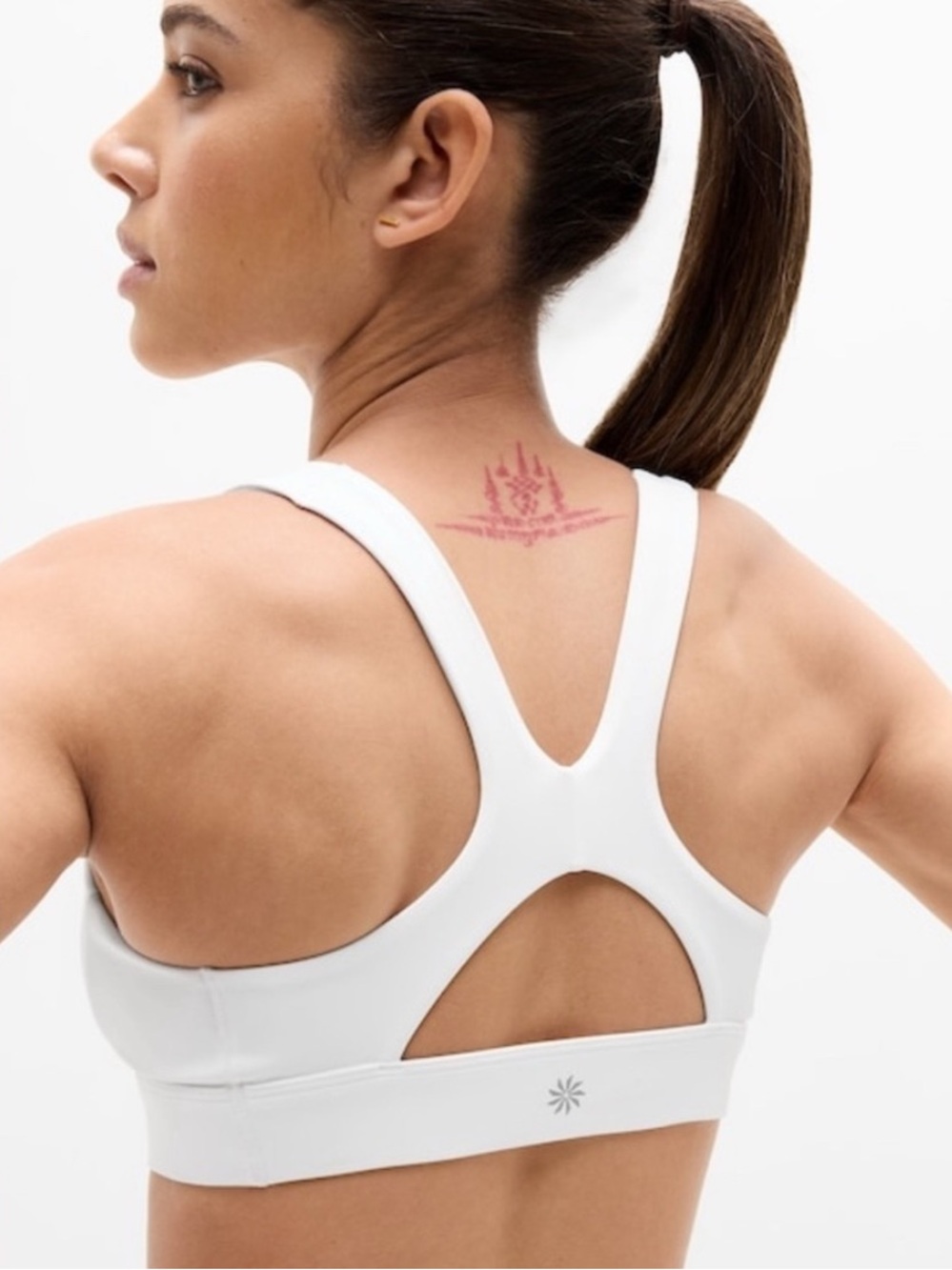 Athleta Interval White Racerback Sports Bra with Keyhole Back Small D-DD NWT